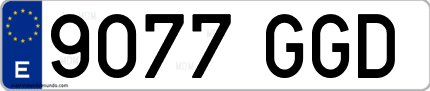 Ejemplo de matrícula de coche ordinaria 9077 GGD