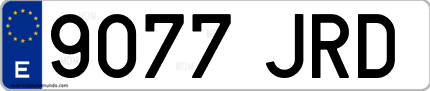 Ejemplo de matrícula de coche ordinaria 9077 JRD