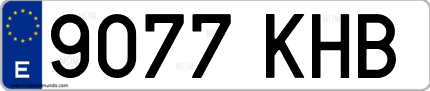 Ejemplo de matrícula de coche ordinaria 9077 KHB
