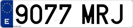 Ejemplo de matrícula española 9077 MRJ
