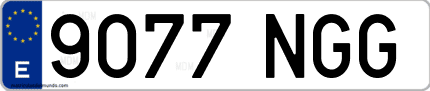 Ejemplo de matrícula de coche ordinaria 9077 NGG