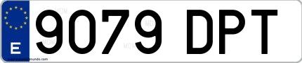 Ejemplo de matrícula española 9079 DPT