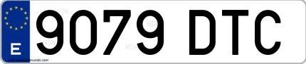 Ejemplo de matrícula española 9079 DTC