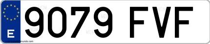 Ejemplo de matrícula española 9079 FVF
