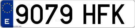 Ejemplo de matrícula de coche ordinaria 9079 HFK