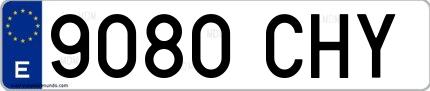 Ejemplo de matrícula española 9080 CHY