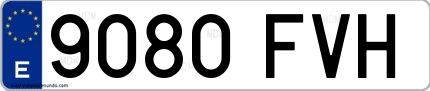 Ejemplo de matrícula española 9080 FVH