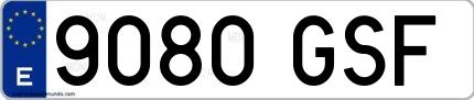 Ejemplo de matrícula española 9080 GSF