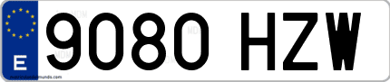 Ejemplo de matrícula de coche ordinaria 9080 HZW