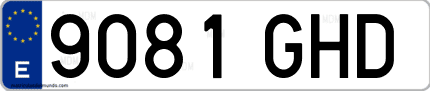 Ejemplo de matrícula de coche ordinaria 9081 GHD