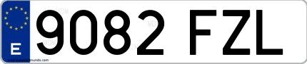 Ejemplo de matrícula española 9082 FZL