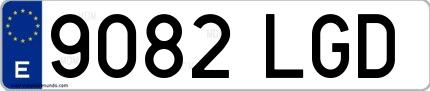 Ejemplo de matrícula española 9082 LGD
