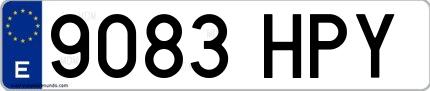 Ejemplo de matrícula española 9083 HPY