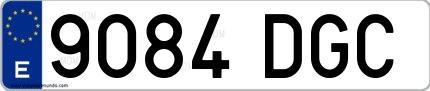 Ejemplo de matrícula española 9084 DGC