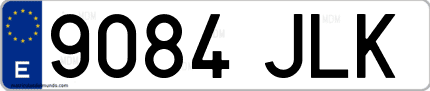 Ejemplo de matrícula de coche ordinaria 9084 JLK