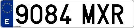 Ejemplo de matrícula española 9084 MXR