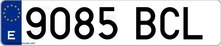 Ejemplo de matrícula española 9085 BCL