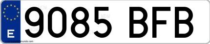 Ejemplo de matrícula española 9085 BFB