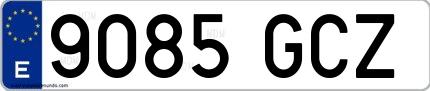 Ejemplo de matrícula española 9085 GCZ