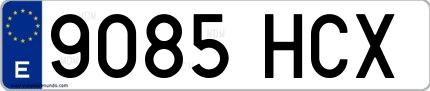 Ejemplo de matrícula española 9085 HCX