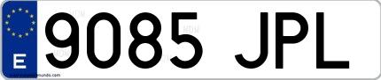 Ejemplo de matrícula española 9085 JPL