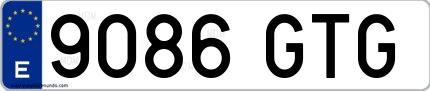 Ejemplo de matrícula española 9086 GTG