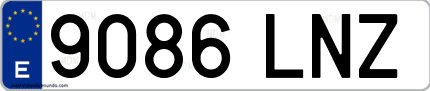 Ejemplo de matrícula de coche ordinaria 9086 LNZ