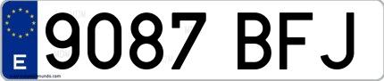 Ejemplo de matrícula española 9087 BFJ