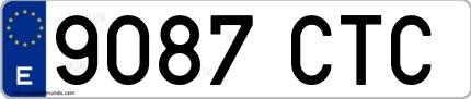 Ejemplo de matrícula española 9087 CTC