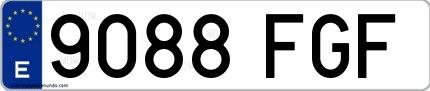 Ejemplo de matrícula española 9088 FGF