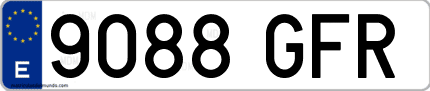 Ejemplo de matrícula de coche ordinaria 9088 GFR