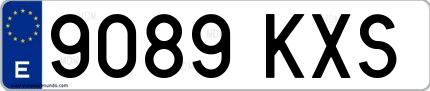 Ejemplo de matrícula española 9089 KXS