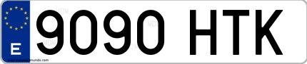 Ejemplo de matrícula española 9090 HTK