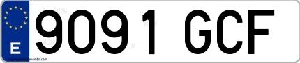 Ejemplo de matrícula española 9091 GCF