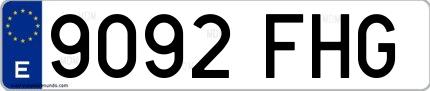 Ejemplo de matrícula española 9092 FHG
