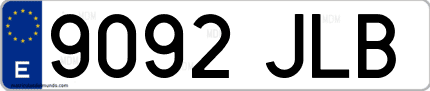 Ejemplo de matrícula de coche ordinaria 9092 JLB