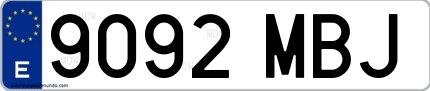 Ejemplo de matrícula española 9092 MBJ