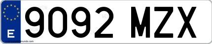 Ejemplo de matrícula española 9092 MZX