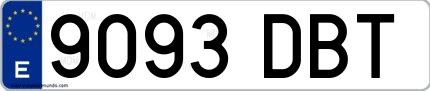 Ejemplo de matrícula española 9093 DBT