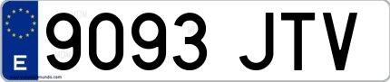 Ejemplo de matrícula española 9093 JTV
