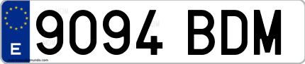 Ejemplo de matrícula de coche ordinaria 9094 BDM