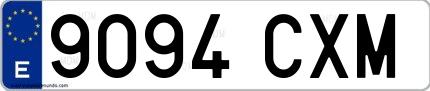 Ejemplo de matrícula española 9094 CXM