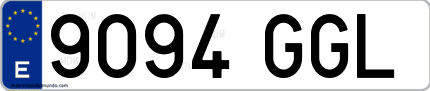 Ejemplo de matrícula de coche ordinaria 9094 GGL