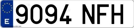 Ejemplo de matrícula española 9094 NFH