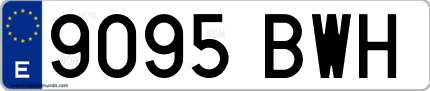 Ejemplo de matrícula de coche ordinaria 9095 BWH