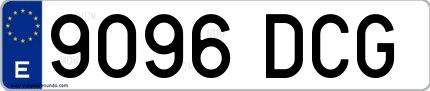 Ejemplo de matrícula española 9096 DCG