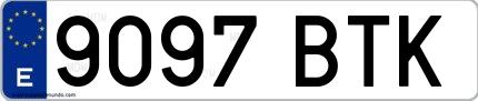 Ejemplo de matrícula española 9097 BTK