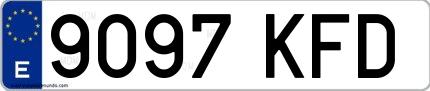 Ejemplo de matrícula española 9097 KFD