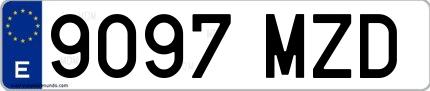 Ejemplo de matrícula española 9097 MZD