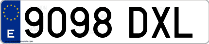 Ejemplo de matrícula de coche ordinaria 9098 DXL